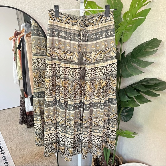 bohme Dresses & Skirts - 🌻 Böhme Boho Paisley Tiered Maxi Skirt S | Smocked Waist Festival Skirt
